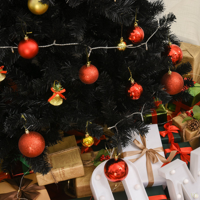 Sapin de Noël artificiel non éclairé avec branches réalistes et 1346 pointes, style Halloween