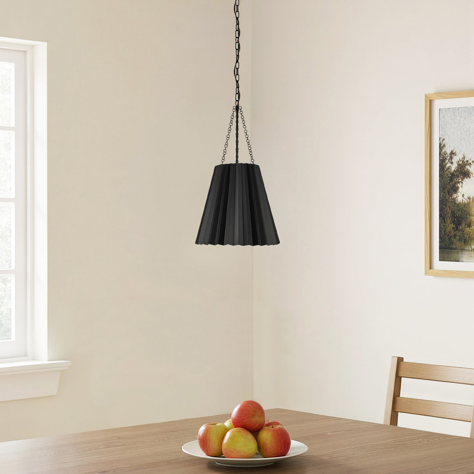 Tindra Single Light Metal Pendant, Matte Black, 27.25" H x 16" W x 16" D
