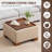 23.2" W Upholstered Square Storage Ottoman with Wooden Tray-2145034982