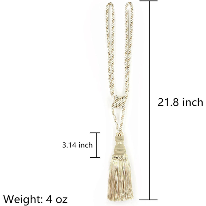 Chassi Rayon Adjustable 23.6" Curtain Tieback, Beige