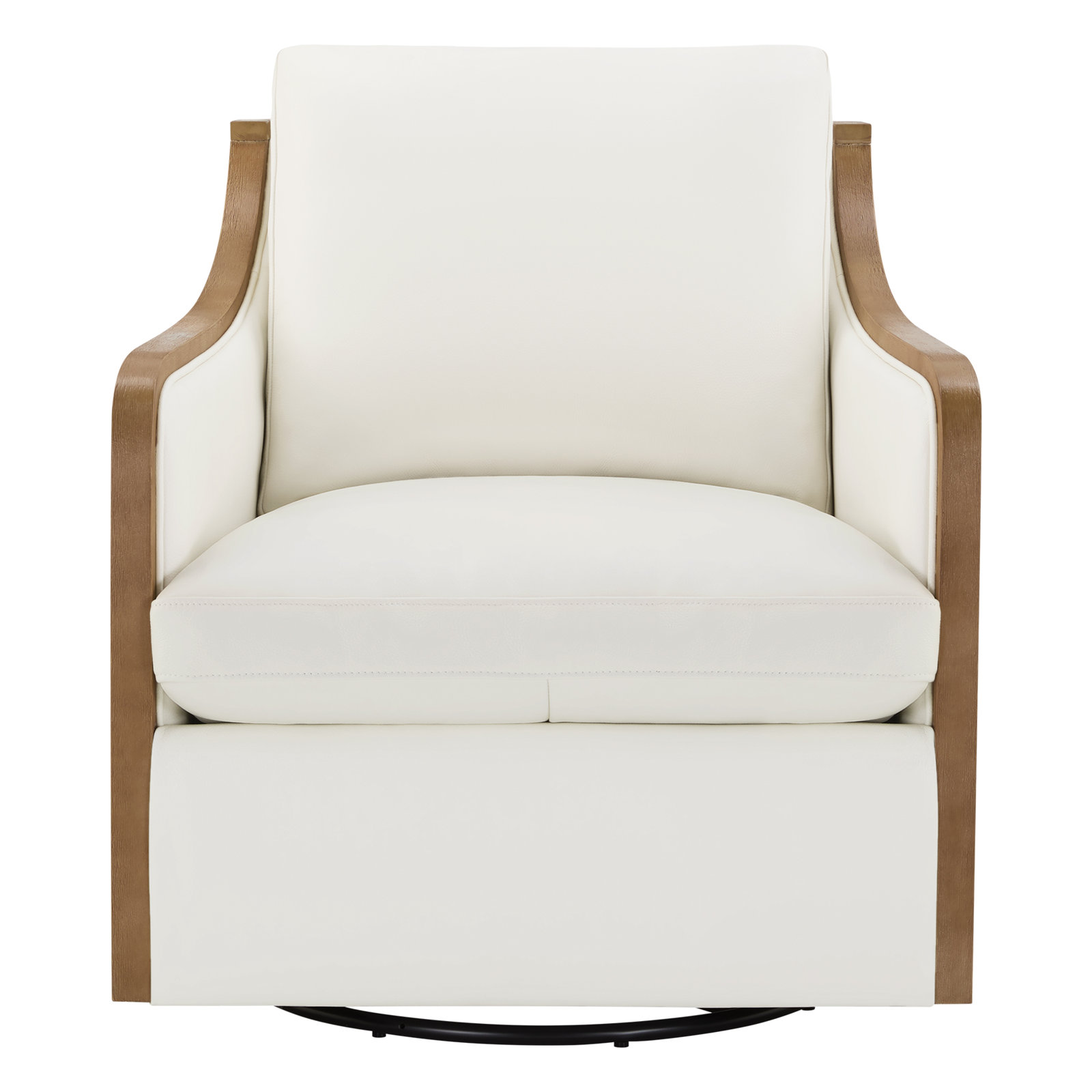 Grayton Genuine Leather Swivel Armchair, Beige