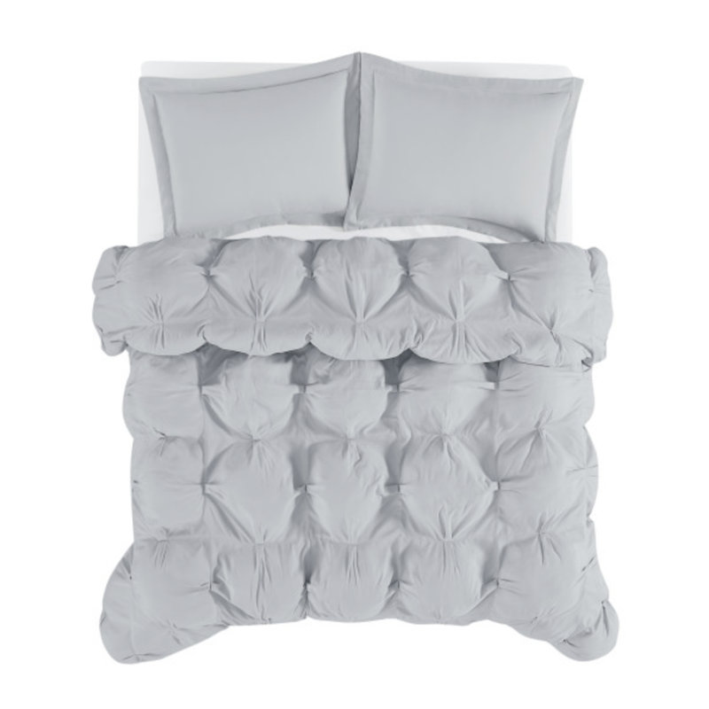 Napperon vraiment doux - rembourré, microfibre douce, Gris, Édredon pour très grand lit + 2 taies décorativ