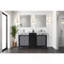 Meuble-lavabo double noir et gris 60 po X P 22 po D, ensemble de dessus en marbre gris et robinet chromé-1112447045