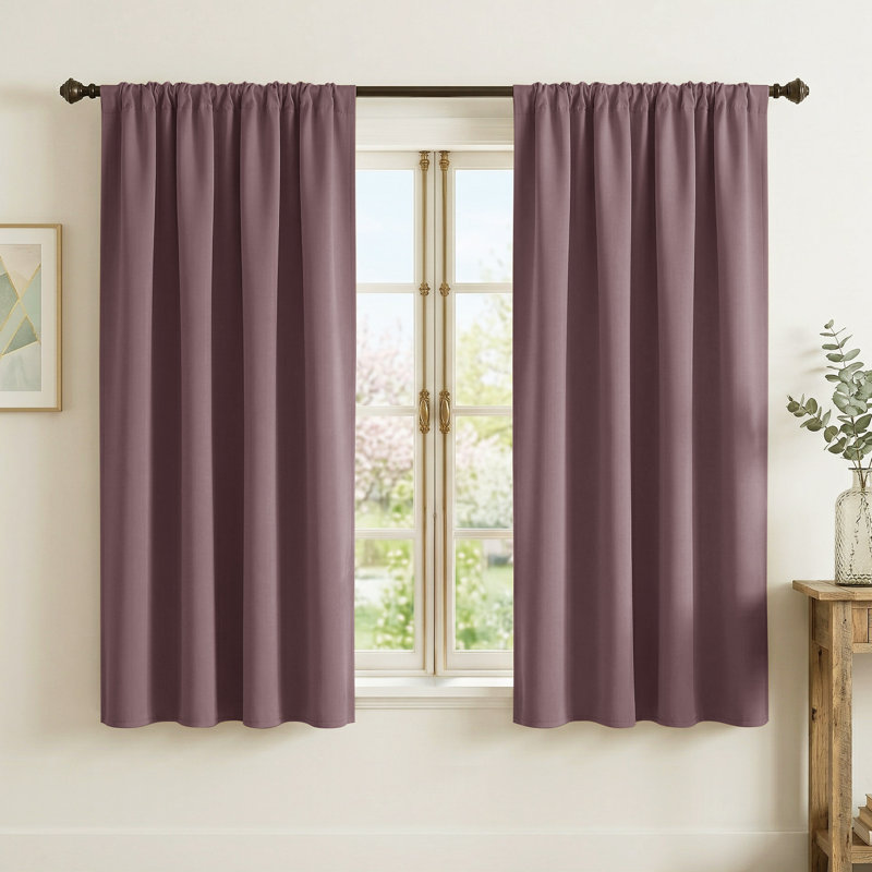 Blackout Curtains for Living Room Thermal Insulation Room Darkening Rod Pocket Drapes(Set of 2), 42" W x 63" L, Dry Rose