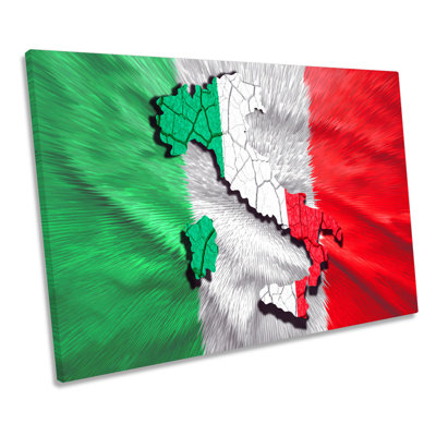 Map Of Italy Flag - Wrapped Canvas Art Prints