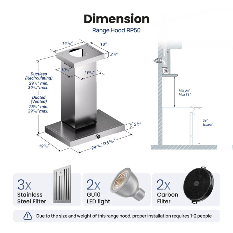 42"  600 CFM Wall Mount Convertible Range Hood in Stainless Steel with 3-Speed Fan, All-in-One Control Knob, 30-Minute Delay Shut-Off