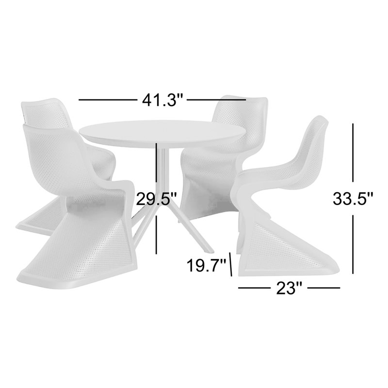 Nassau 5 Person Dining Set, White