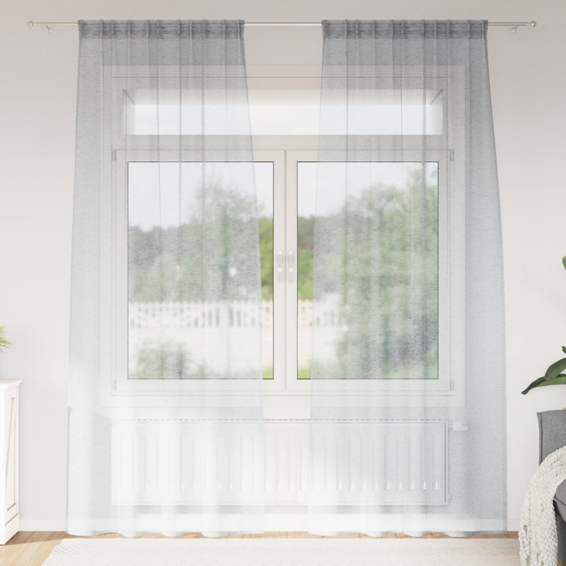 Suzzy Semi Sheer Curtain, 260cm Width x 140cm Drop, Dark Grey