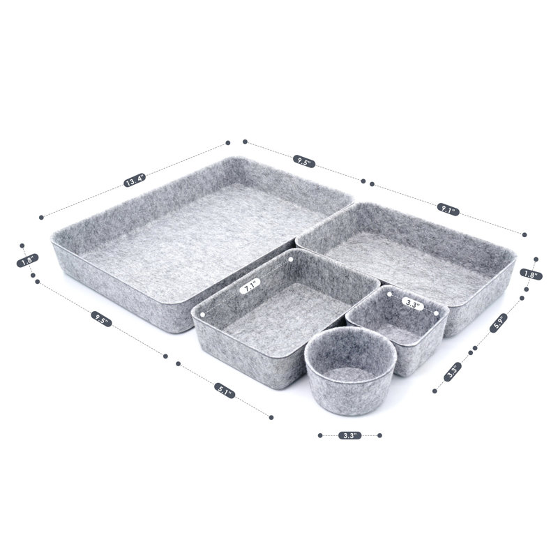 Rangement de bureau H 2,2 po x l 13,6 po x P 9,6 po, Gris