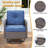 Outdoor Swivel Rocking Glider Chairs Set Of 2, Outside All-Weather Gray Wicker Patio Rocker Chairs With Blue Cushions For Porch Or Backyard
