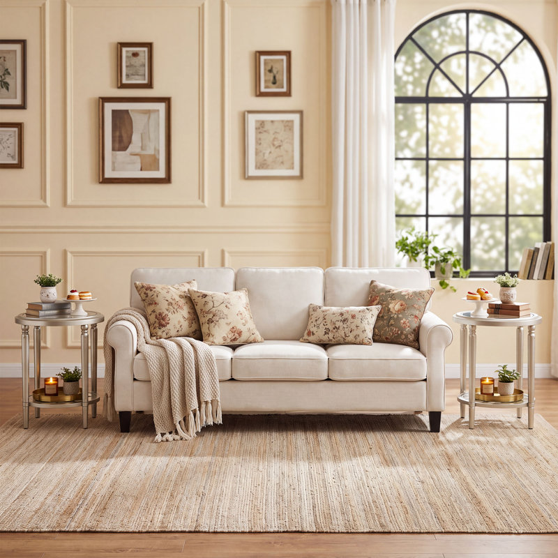 18.7"W Round 2-Tier Glass End Table