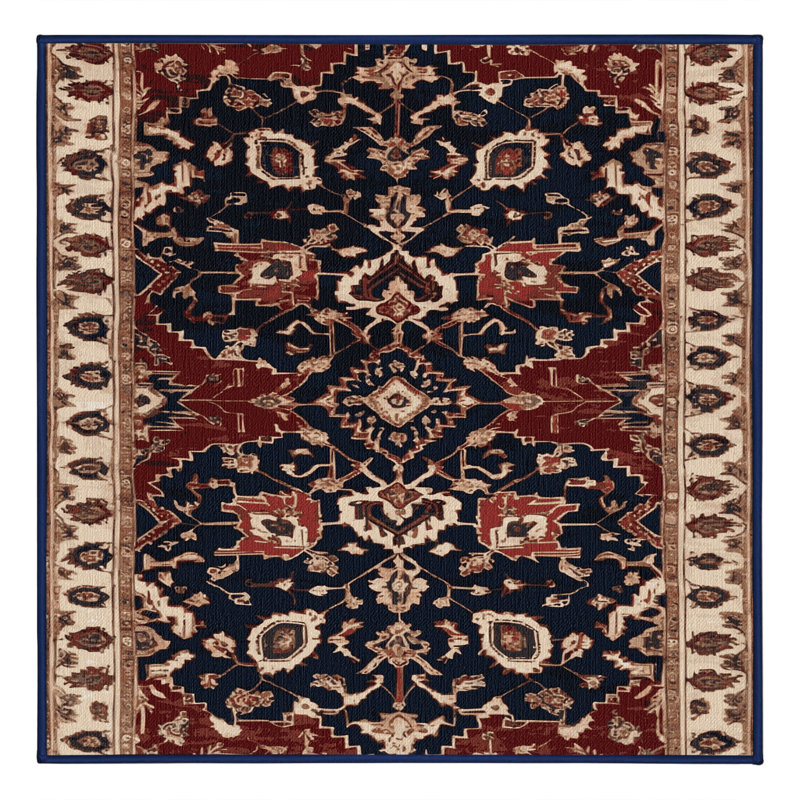Machine Washable Persian Black Area Rug, Square 4'