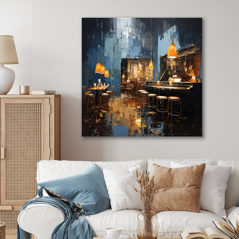 Night Jazz Serenade 1 - Jukeboxes, art mural, Toile tendue, H 36 po x l 36 po x P 1,5 po