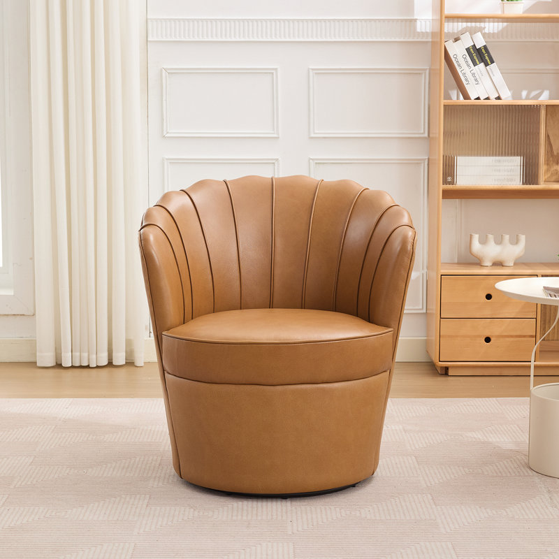 Chaise pivotante avec base en métal pivotant à 360 ° pour la maison et le bureau, Brun pâle
