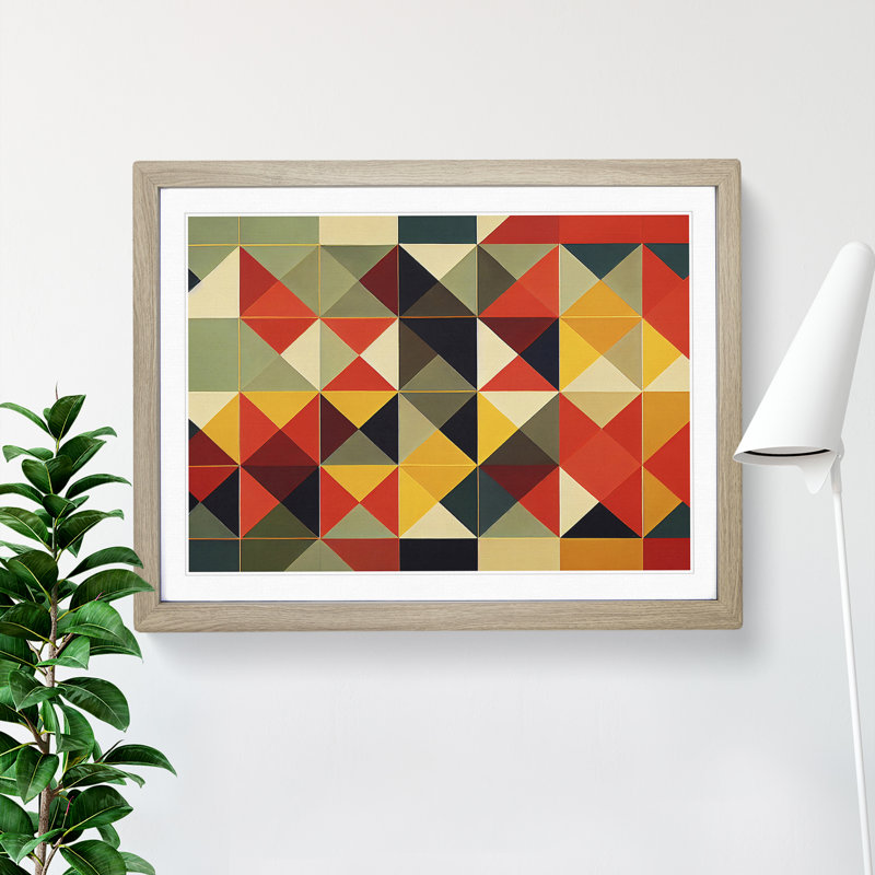 Impactful Abstract - Single Picture Frame Print, 46cm H x 64cm W x 2cm D, Oak