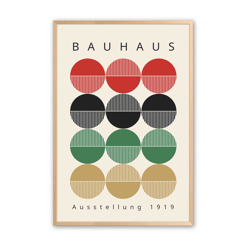 Cercles de Bauhaus rétro, Érable brut encadré, H 37 po x l 25 po