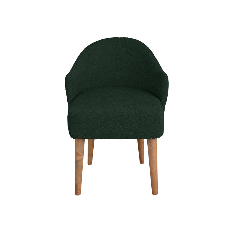 50cm H Polyester Blend Upholstered Slat Back Armchair, Forest Green