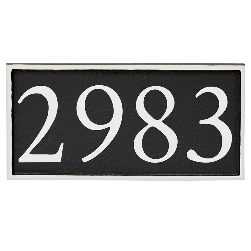 Serif 1-Line Wall Address Plaque, Black, White, Yes