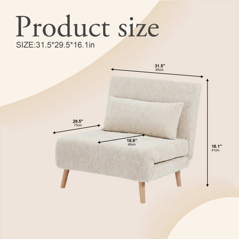 Modern Convertible Sofa Bed, Solid Pine Wood Frame & Skin-Friendly Sage Fabric, High-Resilience Sponge, Daybed for Living Room, Guest Room, Apartment