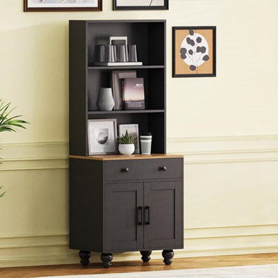 Armoire de rangement avec tablettes réglables, bibliothèque à 5 niveaux avec tiroir