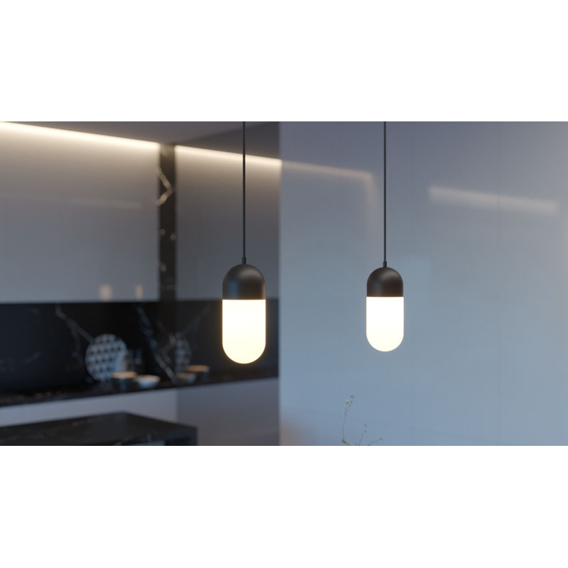 Luminaire suspendu DEL 5 po Ruhland, Noir