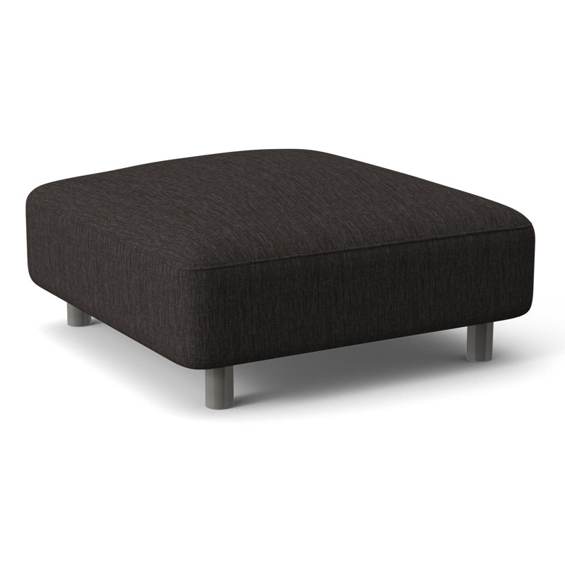 Avanni Outdoor Ottoman with Cushion, Cream Linen 6025-002, Silver