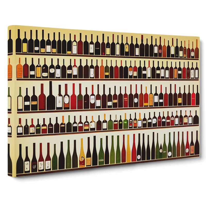 XXX-H1022-WF-10163X Wine Bottle Art Retro Vol.1 - Wrapped Canvas Print