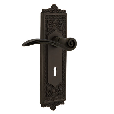 Egg & Dart Plate Privacy (Bed & Bath) with Decorative Keyhole and Swan Lever