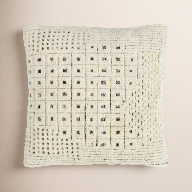 Danza Geometric Wool Blend Pillow Cover, 18" x 18", Pillow Cover Only - No Insert