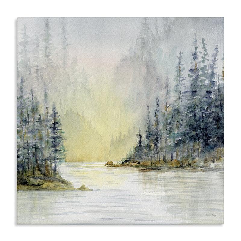 «Winter Woodland Scene», art mural sur toile par Patti Bishop, H 17 po x l 17 po