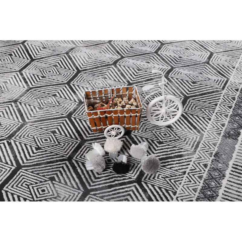 Marissa Collection Grey Geometric Transitional Area Rug, Rectangle 7'5" x 11'