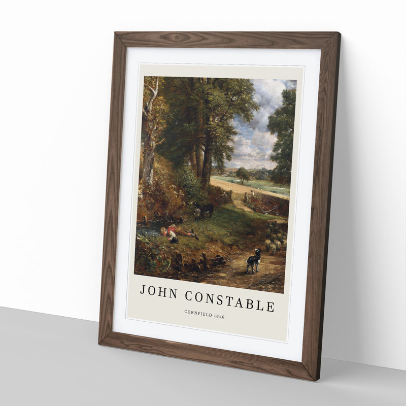 The Cornfield by John Constable - Picture Frame Painting, Walnut Framed, 36cm H x 27cm W x 2cm D