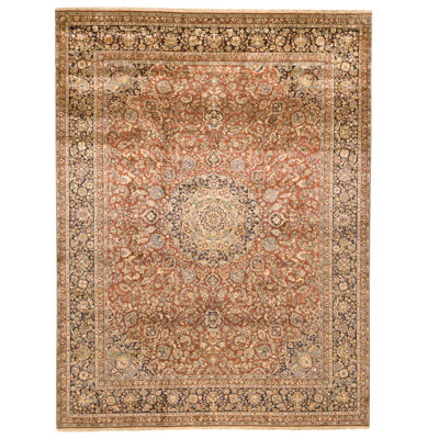Tapis rouge et bleu noué à la main de haute qualité