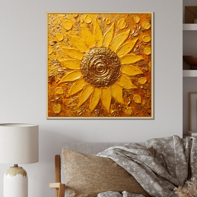 " Golden Radiant Sunflower Blooming Painting "