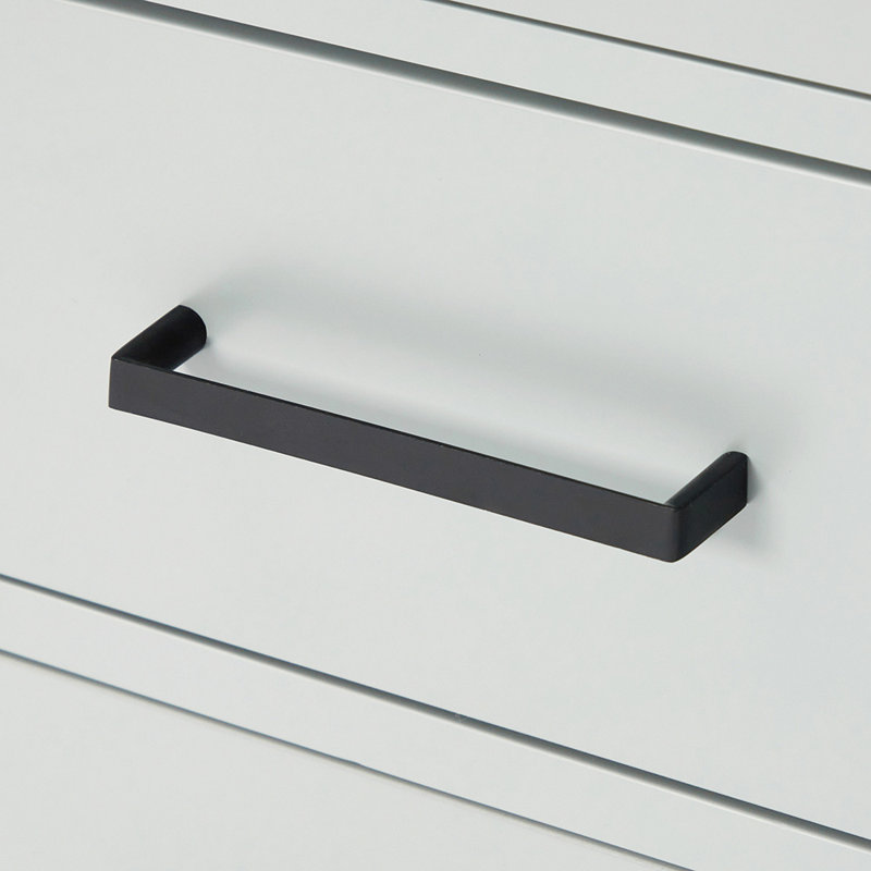 Meuble-lavabo double en bois massif Tidworth avec plateau en quartz blanc de 1,5 po, Gris / noir mat, Forme rectangulaire