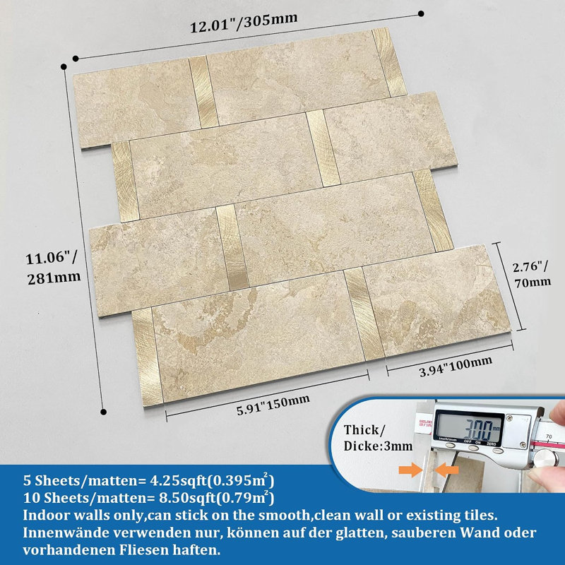 Carrelage beige rouille 10 pièces