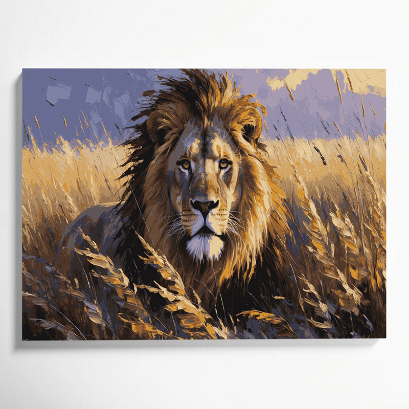 «Big Cats Grass Lion», art mural sur toile, H 20 po x l 30 po