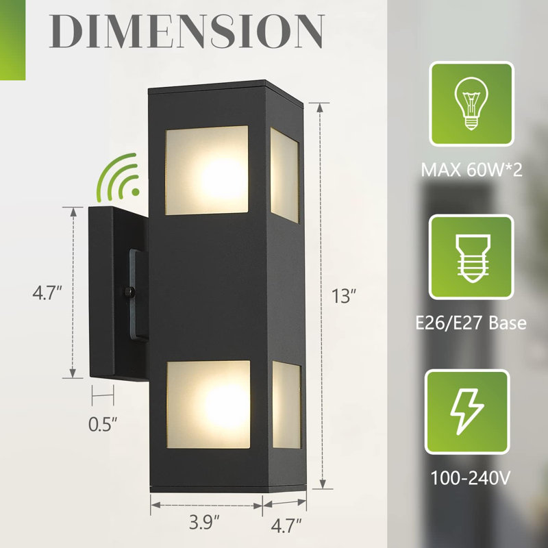 Exterior Lights For House, Dusk To Dawn Outdoor Wall Lights Waterproof, 13 In Exterior Lighting Fixtures Aluminum, Up Down Sconce Lights For House Patio, Garage, Porch, 2 Pack