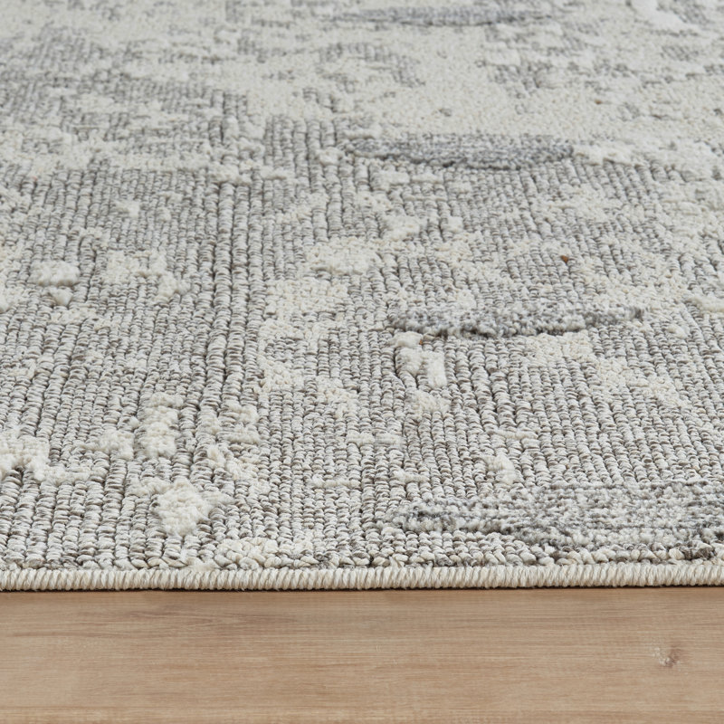 Tapis en polypropylène ivoire / gris Sutton, Rectangle de 10 pi x 14 pi