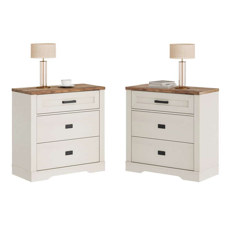 Laziza Large Nightstand For Bedroom, 31.5" Wide Modern Farmhouse Bedside Table With Drawers,32'' H X 31.5'' W X 15.4'' D,
