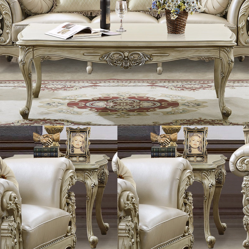 Elegant Plantation Cove White Wood Composite Coffee and End Table Set