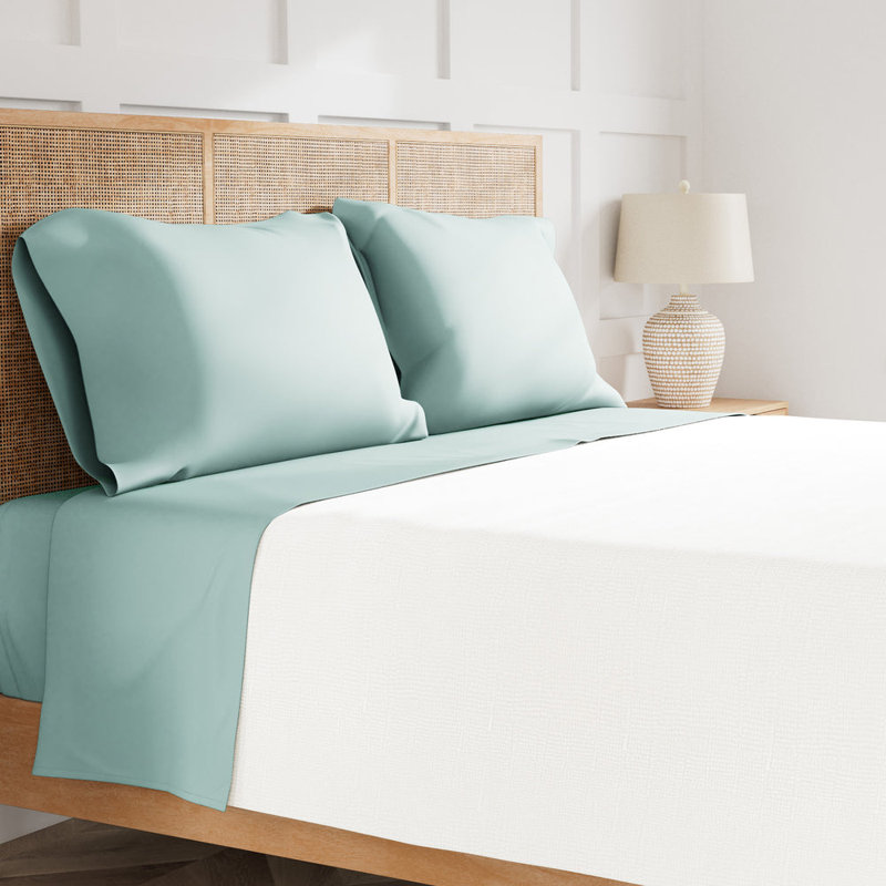 Ready-to-Bed TENCEL Sheet Set, Aqua, Twin Sheet Set with 1 Pillowcase