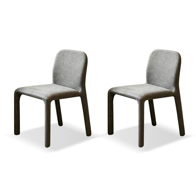 Grey Solid back side Chair(Set of 2), Gray, Gray