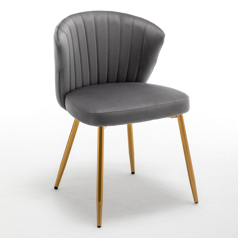 Raffinee Velvet Slipper Chair, Gray