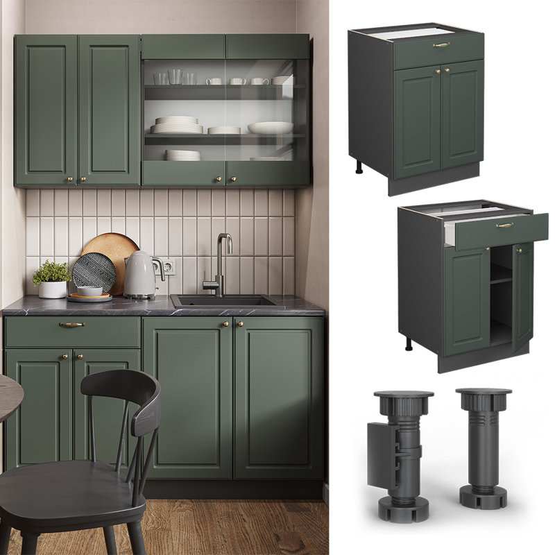 Drawer Cabinet, Grey/Green