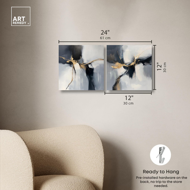 "Luxe Glam", ensemble de 2 reproductions d'art sur toile par , H 12 po x l 12 po, Toile tendue, Ne s’applique pas