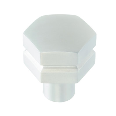 Hexagon medium aluminum knob, in Satin Nickel