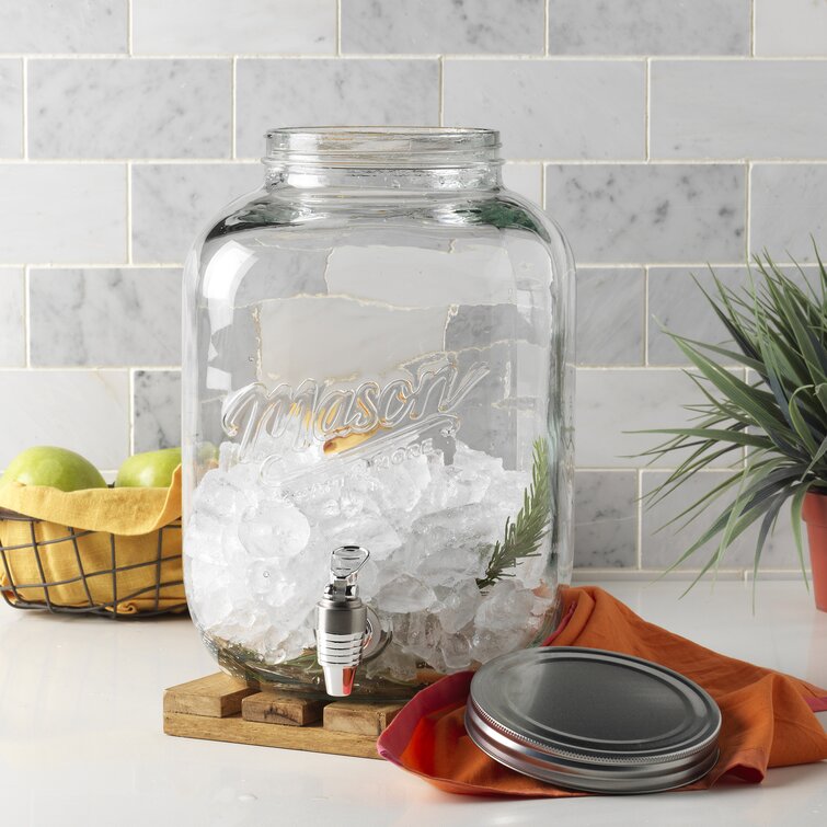 Estilo Hammered Glass Double Beverage Drink Dispenser On Stand With Leak  Free Spigot, 1 Gallon Each 