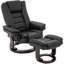 Fauteuil inclinable pivotant avec repose-pieds, inclinable réglable en cuir de polyuréthane avec base en bois, coussin rembourré épais, ensemble de fauteuil inclinable moderne et repose-pieds pour salon, chambre à coucher, bureau, petits espaces