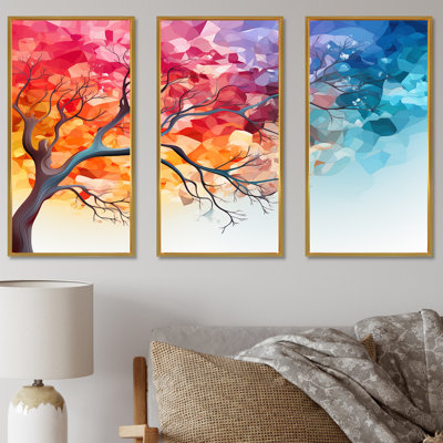 L'interpretation colorée d'un chêne magique - ensemble d'art mural chêne